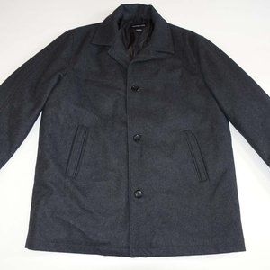 London Fog Men's Wool Winter Coat Size XL Charcoal Gray Button Front X-Large EUC
